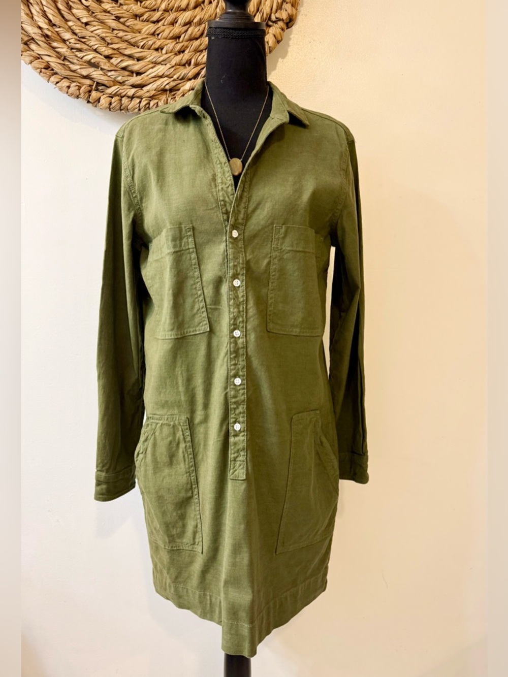 Frank & Eileen Southern Ireland Linen Blend Utility Shirt Dress Size Medium - Picture 5 of 12